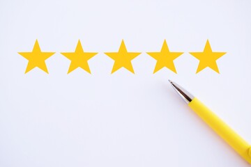Business concept select five star rating. Increase rating, evaluation and classification concept, copy space