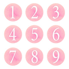 数字のセットイラスト　ピンク