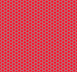 Seamless vector pattern with red honeycomb mosaic. Geometric design. Red hexagon tiles background. Print for wrapping, web backgrounds, fabric, surface, packaging, scrapbooking, etc. 
