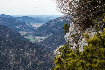 View from Hoher Fricken mountain to Ettal in Bavarian Alps, Germany