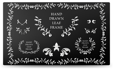 フレーム素材、豪華でエレガントなリーフフレーム　グラデーションの背景つき