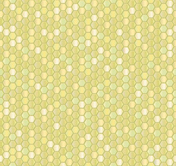Seamless vector pattern of gold random honeycomb mosaic. Geometric design. Gold hexagon tiles background. Print for web backgrounds, wrapping, decor,etc. Follow other mosaic patterns in my collection.