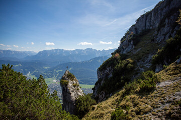 Fototapeta na wymiar Mittergernkopf mountain at Kramerspitz mountain in Bavarian Alps, Germany