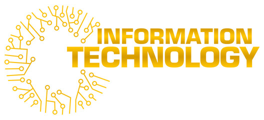 Fototapeta na wymiar Information Technology Circuit Circular Yellow Text 