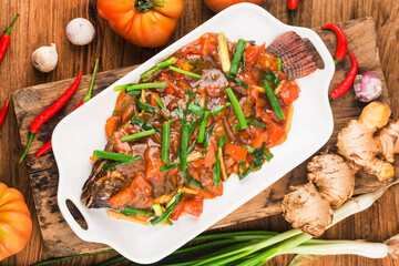 A plate of braised tilapia
