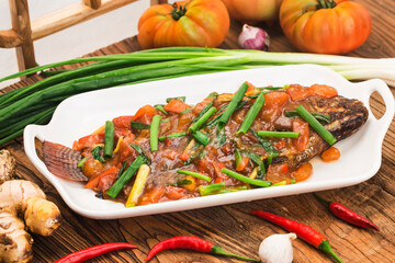 A plate of braised tilapia