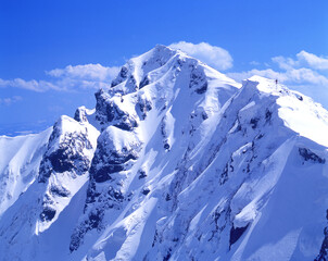 Snow-covered mountains and blue sky winter
Landscape.