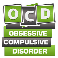 OCD - Obsessive Compulsive Disorder Green Grey Blocks Bottom Text 