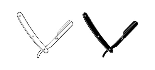 A dangerous razor is a shaving tool. Royal shave at the barbershop. Barber tool - vector illustration