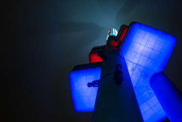 Zizkov Television Tower at night. Prague. Czech Republic.