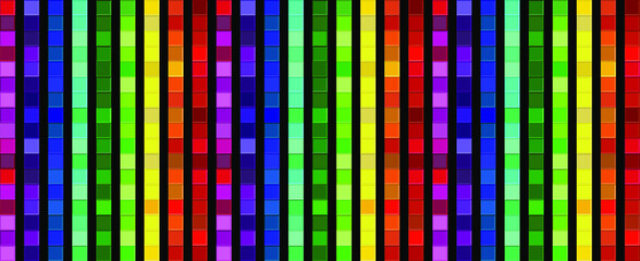 Rainbow mosaic banner. Colorful vector background. Abstract multicolor tiles. 