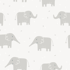 Seamless Pattern Gray Elephants Design Vector Illustration