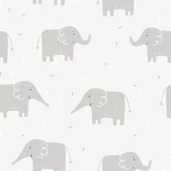 Foto op Plexiglas Olifant Naadloze patroon grijze olifanten ontwerpen vectorillustratie