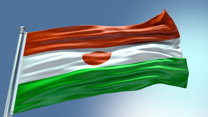 Niger waving flag with texture in sky background