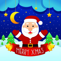 Santa with Christmas vector illustration