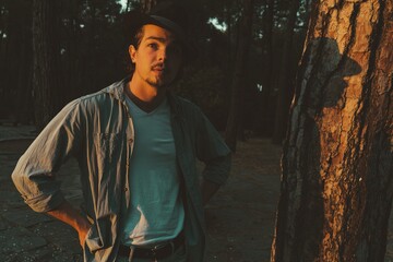A nice guy. Photo shooting at sunset in a wonderful atmosphere and forest