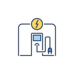 Electric Recharging Point vector concept colored icon or logo element