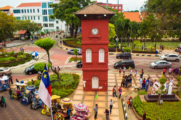 Old Town hall Stadthuys on the Red Square in Melaka (Malacca) city