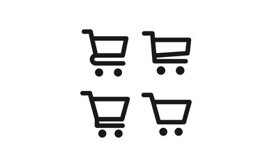 Shopping cart vector icon collection. E-commerce online shop symbol.