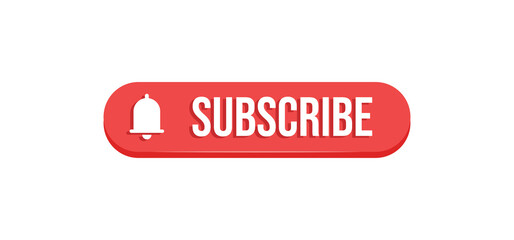 Subscribe click button with bell icon. Video social media platform.