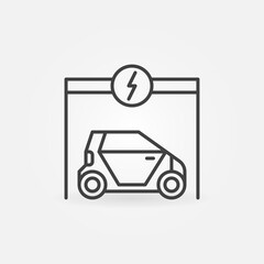Electric Car vector concept minimal icon or symbol in thin line style