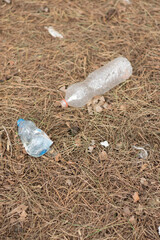 Obraz premium Trash thrown away in nature, environmental problems. Nature disaster concept