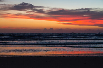 Sunset on the beach, beautiful sunset sky and sea