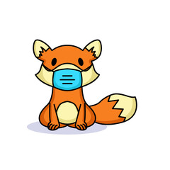 Cute animal wearing medical mask