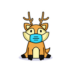 Cute animal wearing medical mask