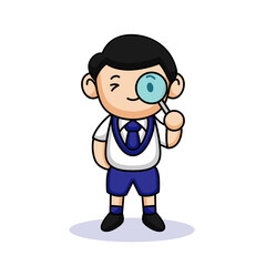 cute kid with student uniform