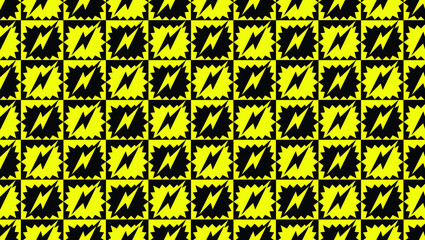 Vector Illustration of Pattern Design Wallpaper in Black and Yellow with Motif of Electrical High Voltage Symbol