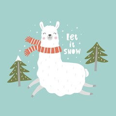  Cute vector alpaca print © NadezdaBarkova