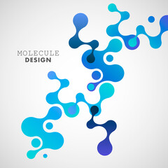 Abstract volumetric blue molecules white background. Vector logo design elements