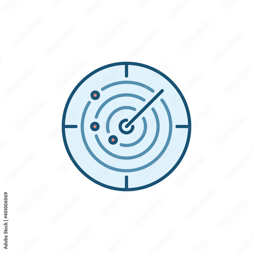 Poster sonar vector concept round colored icon or design element