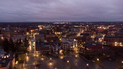 Aerial photo Bangor Maine at night twilight colors