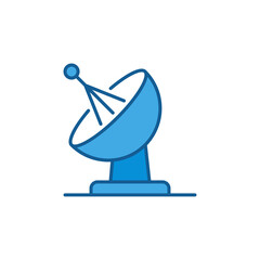 Satellite Antenna Dish vector concept blue icon or design element
