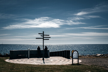 The distance to all the cities of the world, the lookout point at Sweden's southernmost cape, by the Baltic Sea
