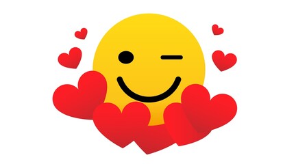 Face icons Emoji, heart emotions. Care. User experience happy. Love eyes emoticons.Vector Isolated flat illustration