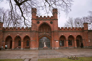 Rosgarten gate - one of the seven preserved city gates of Kaliningrad, Russia. Old gate built in Konigsberg