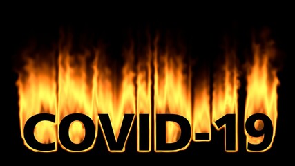 Obraz premium Covid-19 Text lodert im Feuer