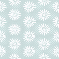 Naklejka na ściany i meble Flower polka dots hand drawn seamless pattern