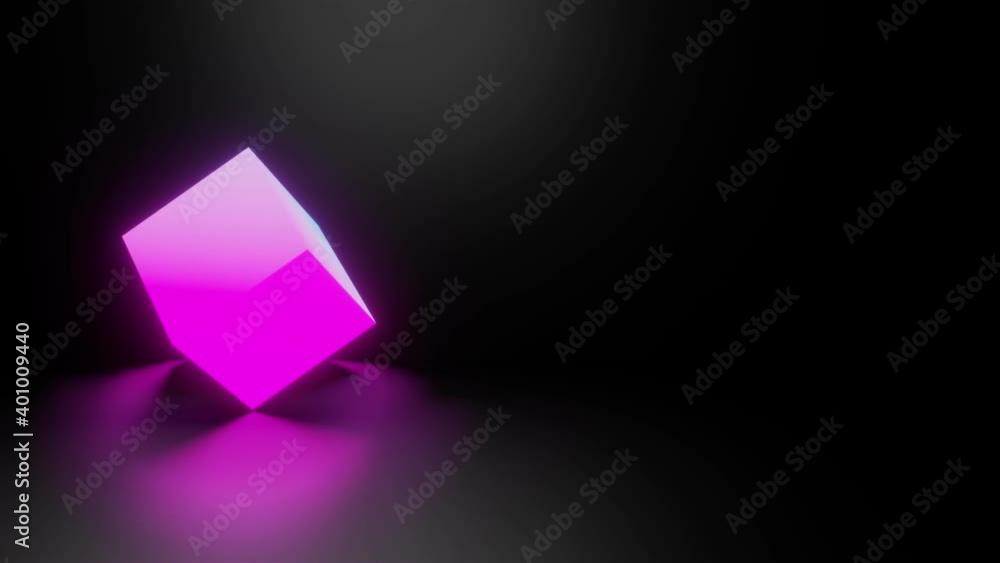 Poster abstract technology digital neon colourful glowing box or cube background 3d rendering