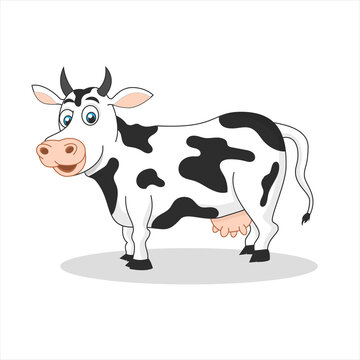 cartoon illustration of a cow with a smiling expression