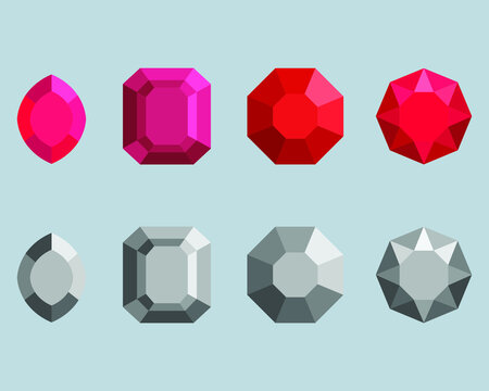 Red rubies vector icons set illustration abstract design grey version