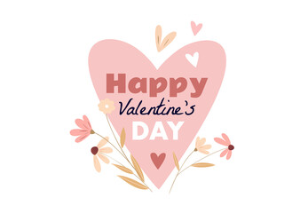 Happy Valentines Day. Vector illustration with hearts isolated on white background. Hand drawn text for Valentines Day greeting card. Typography design for print cards, banner, poster