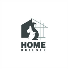 Home Build Logo Design Template for property or realty construction and renovation idea