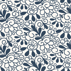 Abstract seamless pattern with leaves and flowers