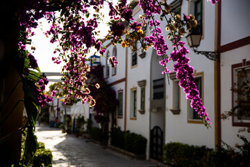 Fototapeta na wymiar White streets in the famous village of Puerto de Mogan in Canary Islands, Spain