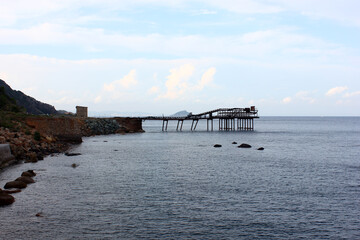 Rusty iron overpass in Rio Marina, Elba Island, Tuscany