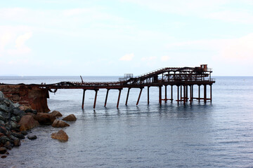 Rusty iron overpass in Rio Marina, Elba Island, Tuscany